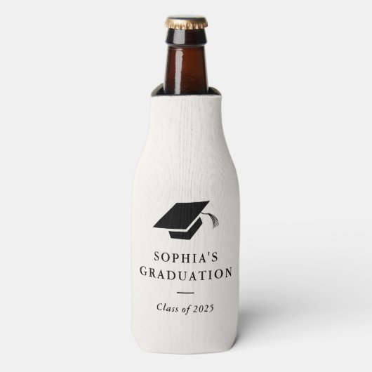 Eenvoudig zwart-wit Afstuderen Flesjeskoeler (Fles Voorkant)
