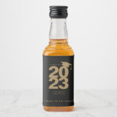 Eenvoudig zwart-wit Afstuderen mini-alcoholetiket Likeurfles Etiket (Voorkant)