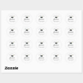 Eenvoudig zwart-wit afstuderen ronde sticker (Vel)