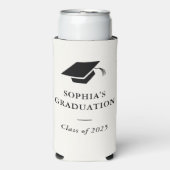 Eenvoudig zwart-wit Afstuderen Seltzer Blikjeskoeler (Seltzer Voorkant)