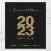 Eenvoudig zwart-wit Afstuderen Wijnlabel Wijn Etiket (Enkel label)