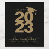 Eenvoudig zwart-wit Afstuderen Wijnlabel Wijn Etiket (Enkel label)