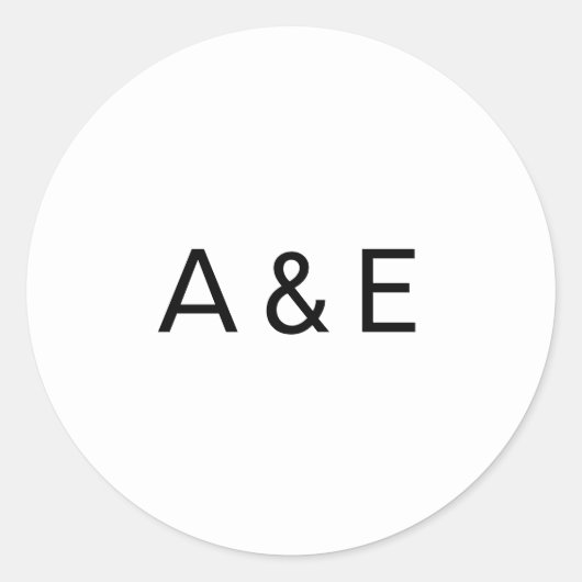 Eenvoudig zwart-wit ampersand-monogram huwelijk ronde sticker (Voorkant)
