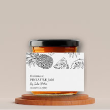 Eenvoudig zwart & wit ananas jam label