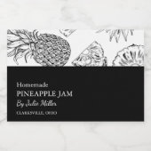 Eenvoudig zwart & wit ananas jam label voedselcontainer etiket (Enkel label)