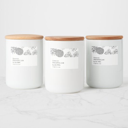 Eenvoudig zwart & wit ananas jam label voedselcontainer etiket (Flessen)