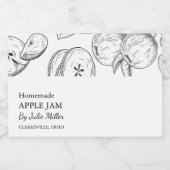 Eenvoudig zwart-wit Apple Jam Label Voedselcontainer Etiket (Enkel label)