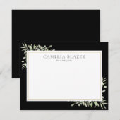 Eenvoudig Zwart Wit Aquarel Groen Notitiekaartje (Voorkant / Achterkant)