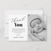 Eenvoudig zwart wit Baby shower Bedankkaart (Voorkant)