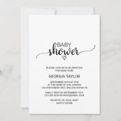 Eenvoudig zwart-wit Baby shower voor kalligrafie Kaart (Voorkant)