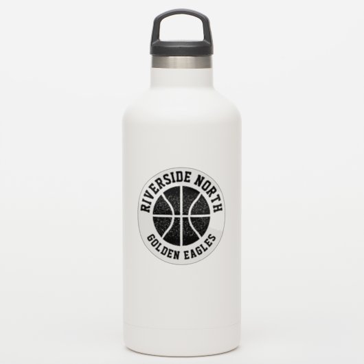 Eenvoudig zwart-wit basketbalteam sticker (Waterfles)