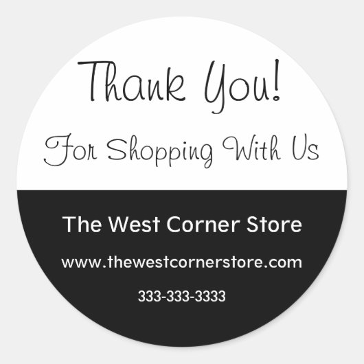 Eenvoudig zwart-wit bedrijf Klant Bedankt Ronde Sticker (Voorkant)