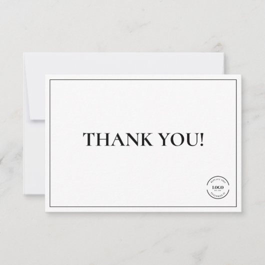 Eenvoudig Zwart Wit Bedrijf Logo Custom Dank u Bedankkaart (Voorkant)