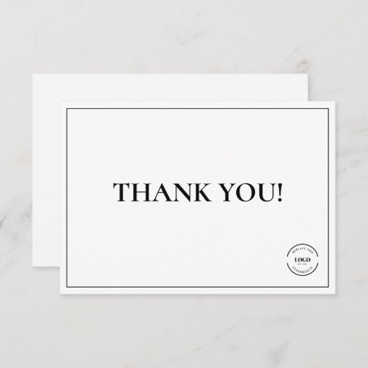 Eenvoudig Zwart Wit Bedrijf Logo Custom Dank u Bedankkaart (Voorkant / Achterkant)