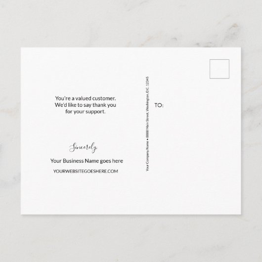 Eenvoudig Zwart Wit Bedrijf Logo Custom Dank u Briefkaart (Achterkant)