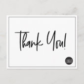 Eenvoudig Zwart Wit Bedrijf Logo Custom Dank u Briefkaart (Voorkant)