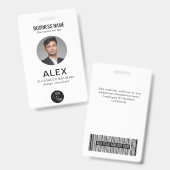 Eenvoudig zwart wit bedrijf Logo foto-ID streepjes Badge (Front & Back)