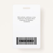 Eenvoudig zwart wit bedrijf Logo foto-ID streepjes Badge (Achterkant)