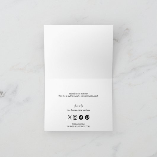 Eenvoudig zwart wit bedrijf Logo Sociale dank Bedankkaart (Binnen)