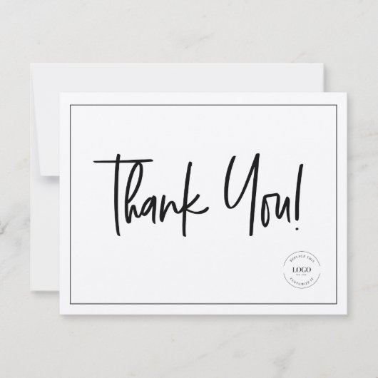 Eenvoudig zwart wit bedrijf Logo Sociale dank Bedankkaart (Voorkant)