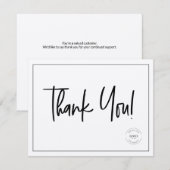 Eenvoudig zwart wit bedrijf Logo Sociale dank Bedankkaart (Voorkant / Achterkant)