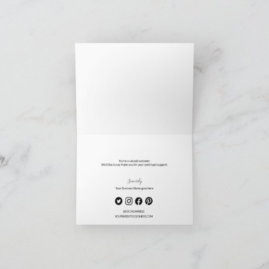 Eenvoudig zwart wit bedrijf Logo Sociale dank Bedankkaart (Binnen)