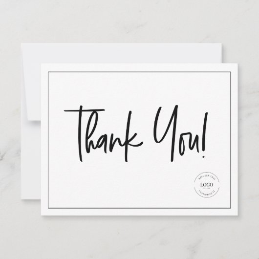 Eenvoudig zwart wit bedrijf Logo Sociale dank Bedankkaart (Voorkant)