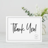 Eenvoudig zwart wit bedrijf Logo Sociale dank Kaart (Staand voorkant)