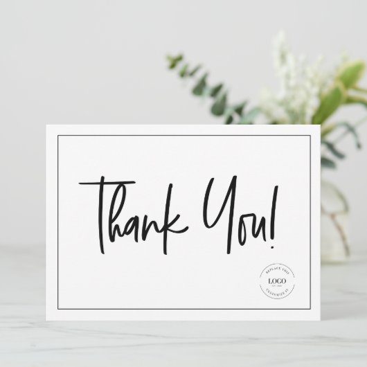 Eenvoudig zwart wit bedrijf Logo Sociale dank Kaart (Staand voorkant)