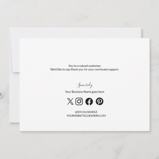 Eenvoudig zwart wit bedrijf Logo Sociale dank Kaart (Achterkant)