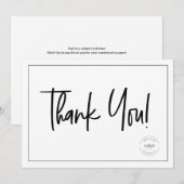 Eenvoudig zwart wit bedrijf Logo Sociale dank Kaart (Voorkant / Achterkant)