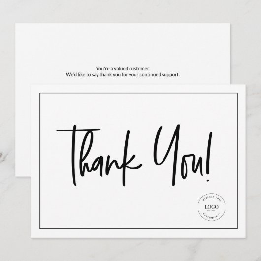 Eenvoudig zwart wit bedrijf Logo Sociale dank Kaart (Voorkant / Achterkant)