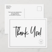 Eenvoudig zwart-wit bedrijfslogo sociale bedankkaa briefkaart (Voorkant / Achterkant)