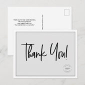 Eenvoudig zwart-wit bedrijfslogo sociale bedankpag briefkaart (Voorkant / Achterkant)
