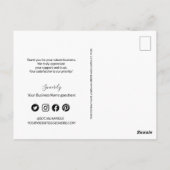 Eenvoudig zwart-wit bedrijfslogo sociale bedankpag briefkaart (Achterkant)