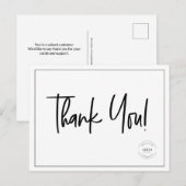 Eenvoudig zwart-wit bedrijfslogo sociale bedankpag briefkaart (Voorkant / Achterkant)