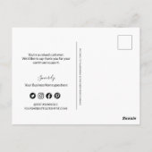 Eenvoudig zwart-wit bedrijfslogo sociale bedankpag briefkaart (Achterkant)