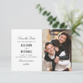 Eenvoudig zwart-wit Bewaar de datumkaart Save The Date (Staand voorkant)