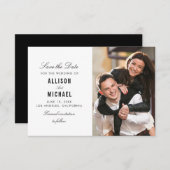 Eenvoudig zwart-wit Bewaar de datumkaart Save The Date (Voorkant / Achterkant)