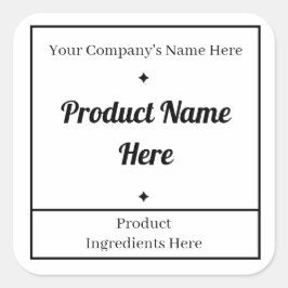 Eenvoudig zwart-wit bewerkbaar vierkant productlab vierkante sticker