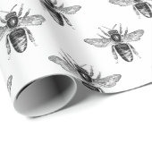 Eenvoudig zwart-wit bijenpatroon cadeaupapier (Rol Hoek)