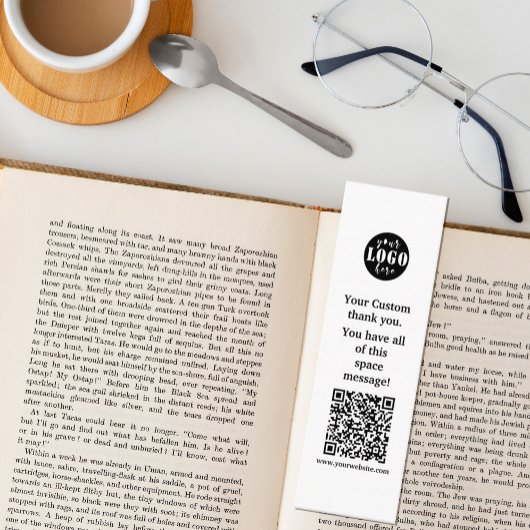 Eenvoudig zwart-wit Bladwijzer Mini Visitekaartje