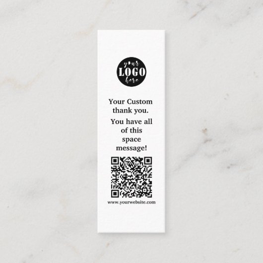 Eenvoudig zwart-wit Bladwijzer Mini Visitekaartje (Voorkant)