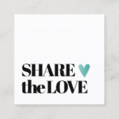 Eenvoudig zwart-wit Blauwgroen hart Aanbevelingskaartje (Voorkant)