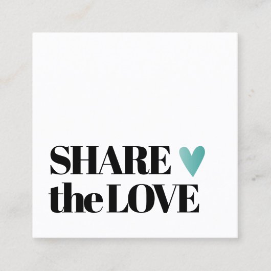 Eenvoudig zwart-wit Blauwgroen hart Aanbevelingskaartje (Voorkant)