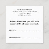 Eenvoudig zwart-wit Blauwgroen hart Aanbevelingskaartje (Achterkant)