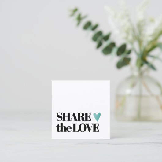 Eenvoudig zwart-wit Blauwgroen hart Aanbevelingskaartje (Staand voorkant)