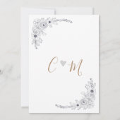 Eenvoudig Zwart & Wit Bloemen Monogram hart Bruilo Kaart (Achterkant)