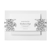 Eenvoudig zwart-wit bloemig handgemaakt zeeplabel uitnodigingen wikkel (Voorkant Voorbeeld)