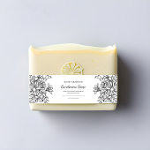 Eenvoudig zwart-wit bloemig handgemaakt zeeplabel uitnodigingen wikkel